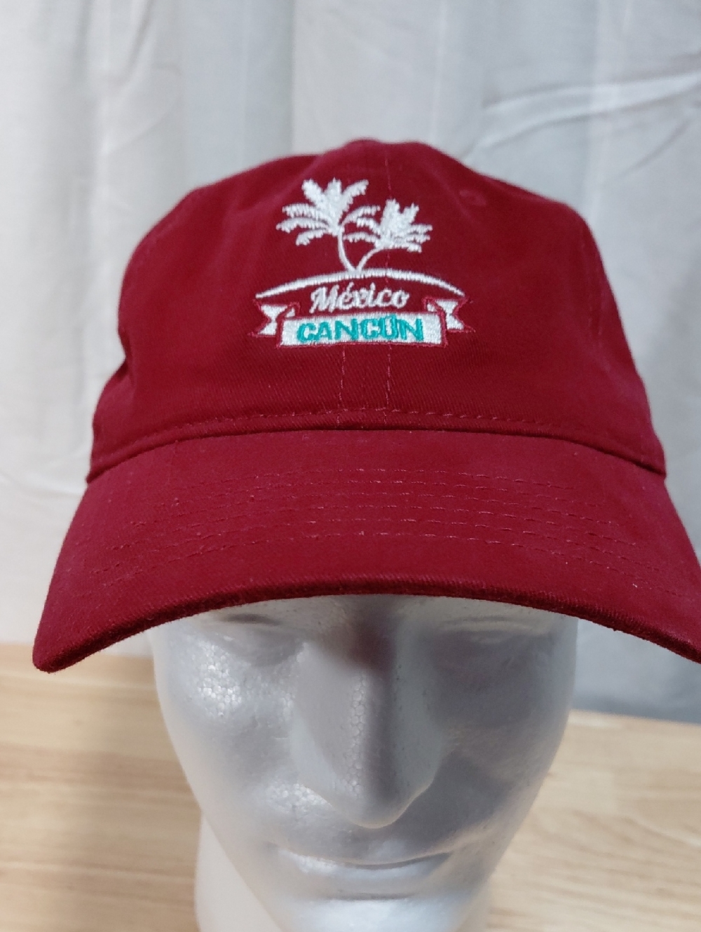 Source Unknown Red Cancun Mexico Embroidered Baseball Cap